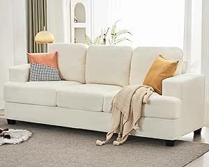 VanAcc 89" Sofa, Comfy Sofa Couch with Extra Deep Seats, Modern Sofa- 3 Seater Sofa, Couch for Living Room Apartment Lounge, Offwhite Boucle
