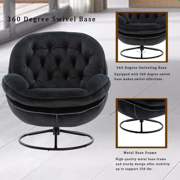 Accent Chair with Ottoman Set Modern 360° Swiveling Lounge Chair Living Room Chair