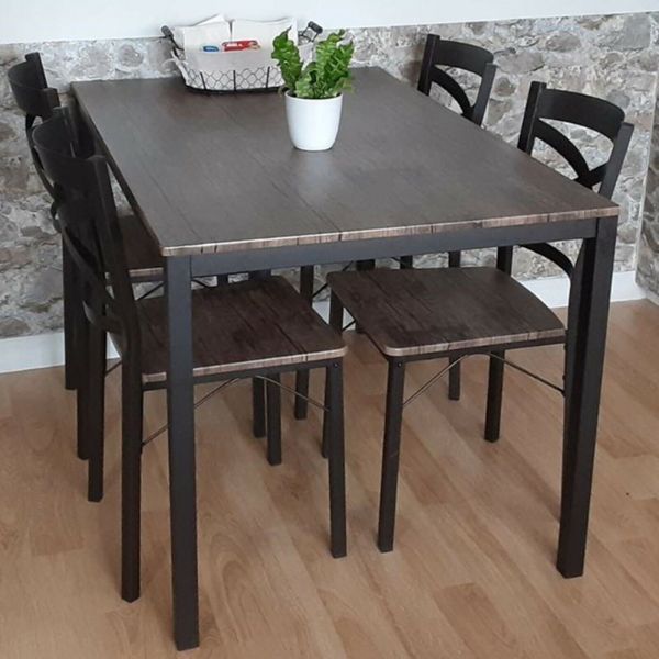 5PC Wood Dining Table Set 4 Chairs Seat Breakfast Kitchen Home Furniture