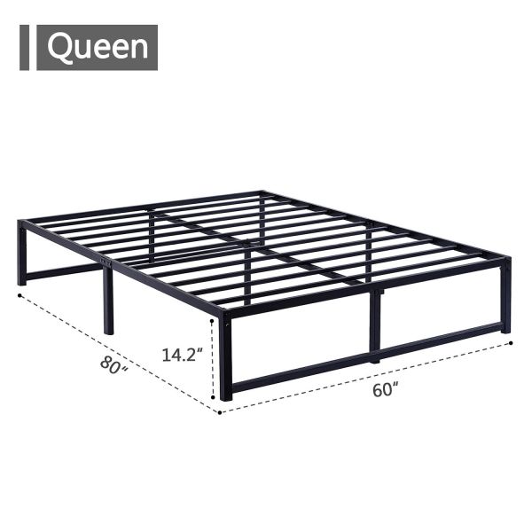 14 Inch Bed Frame Metal Platform Queen Size Slats Support