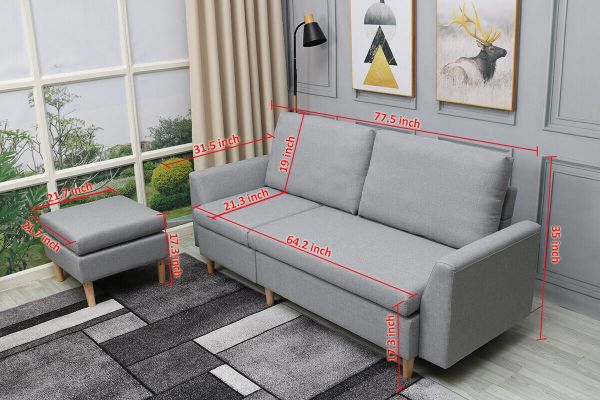 Small Sectional Sofa, L-shaped couch with Reversible Chaise