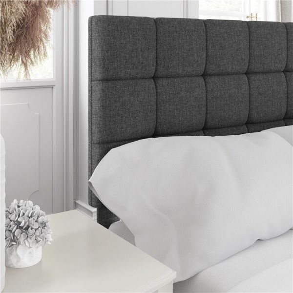 Upholstered Platform Bed Frame with Adjustable Headboard Wood Slats Support