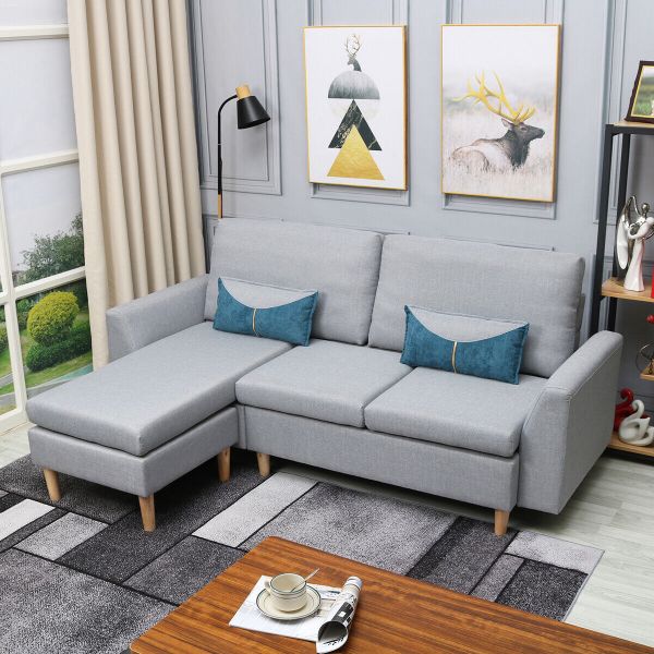 Small Sectional Sofa, L-shaped couch with Reversible Chaise