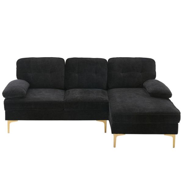 3 Seats Sectional Sofa Set L Shape Couch Chenille